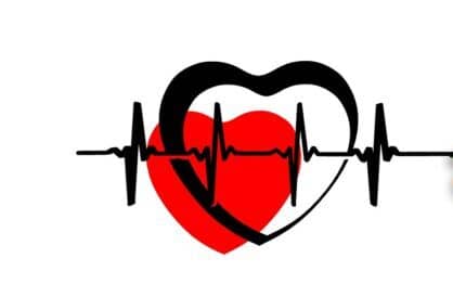 drawn heart with pulse line